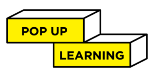 Pop Up Learning Logo - yellow tetris block